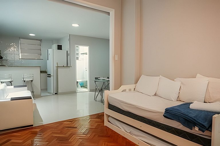 Apartamento confortável na quadra da praia