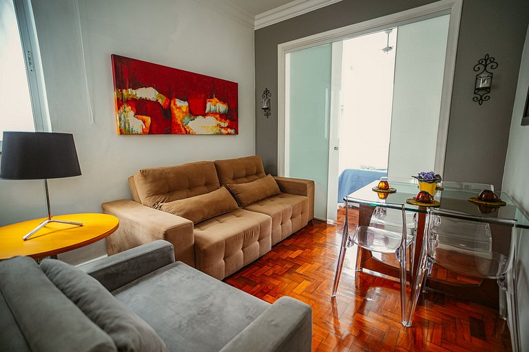 Excellent living room and bedroom for up to 3 people