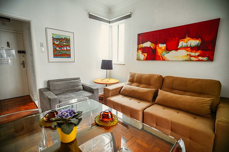 Excelente sala y habitación para hasta 3 personas