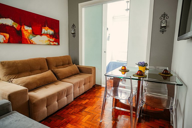 Excellent living room and bedroom for up to 3 people